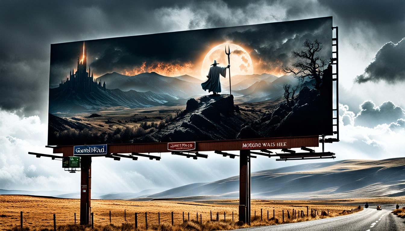 Gandalf's Mordor Billboard on a Country Road