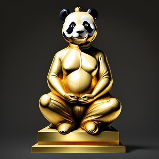 Golden Panda Statue Art