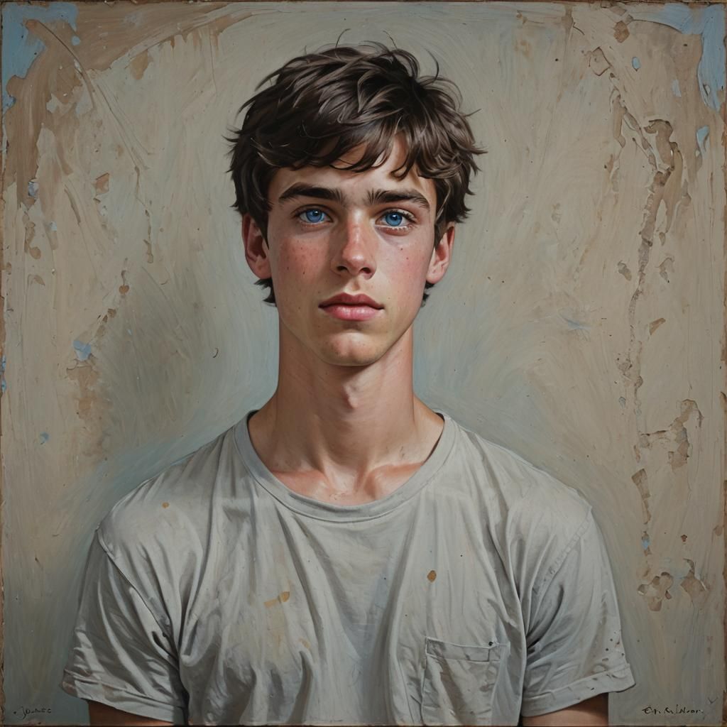 Portrait of Brunette Man in Oil Painting Style