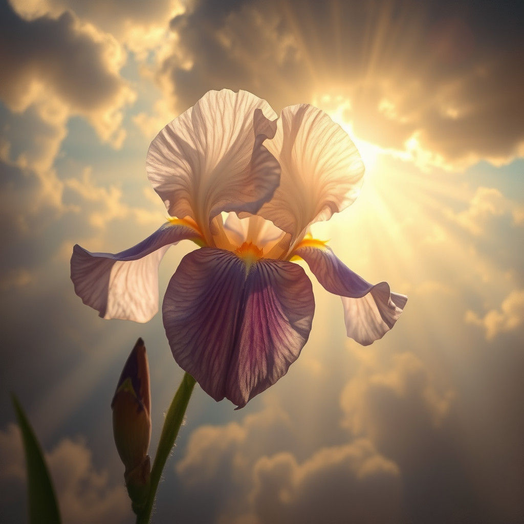 Heavenly Light Illuminates a Holy Iris Flower