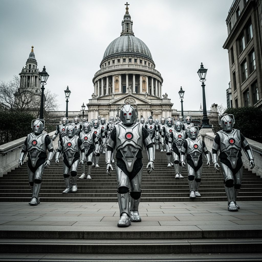 Cybermen March on London Steps, St. Paul's Cathedral 1960s