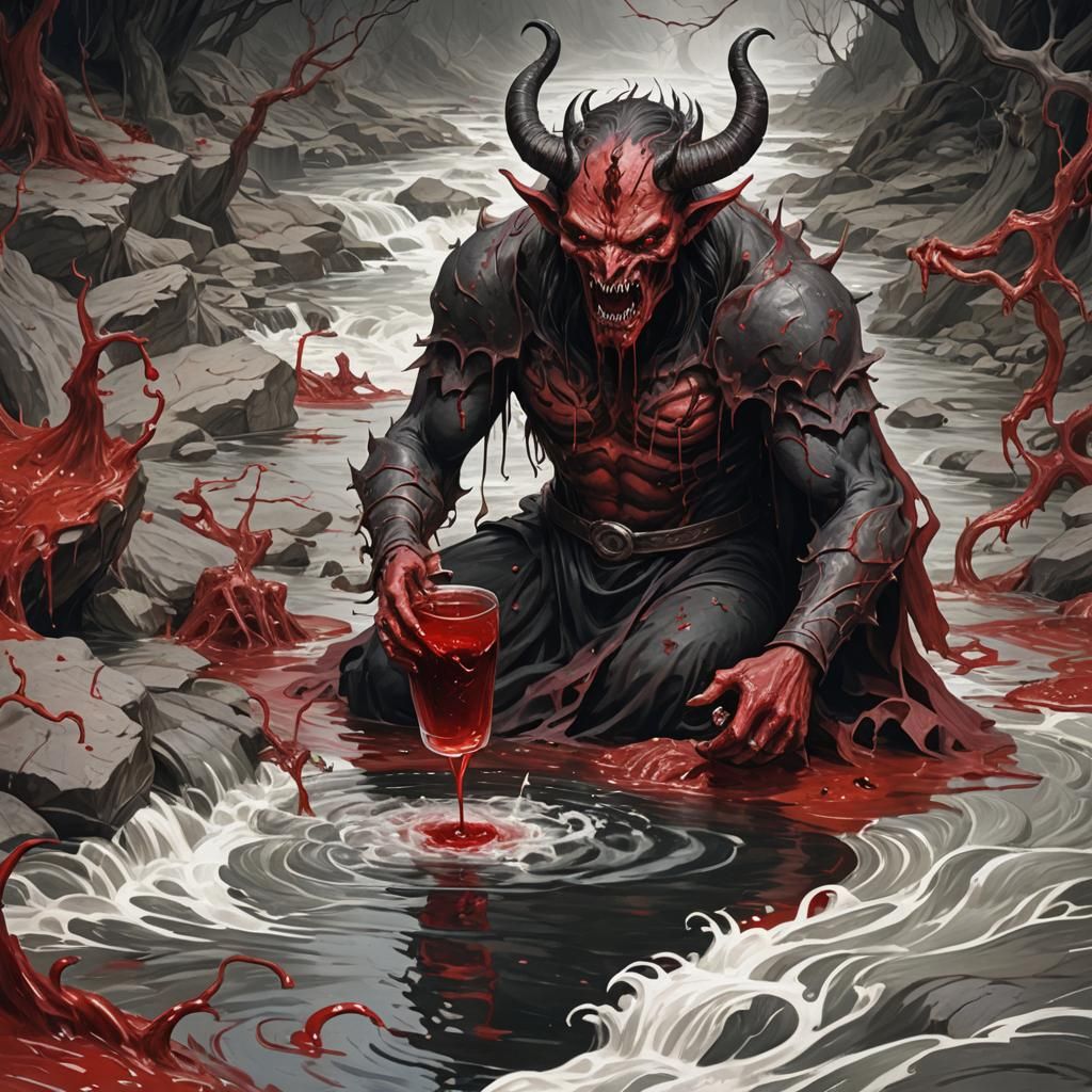 Demon Drinks from a River of Blood