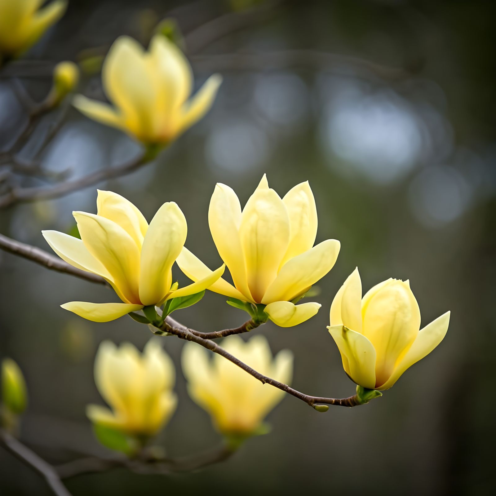 Vibrant Magnolia 'Butterflies' in Full Bloom, Botanical Illu...