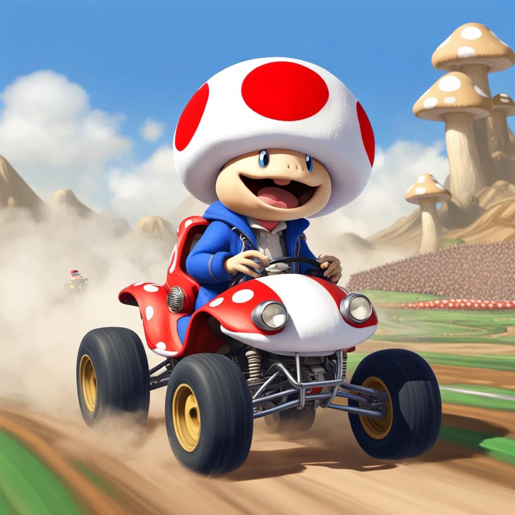 Toad Races Monster Truck in Mariokart