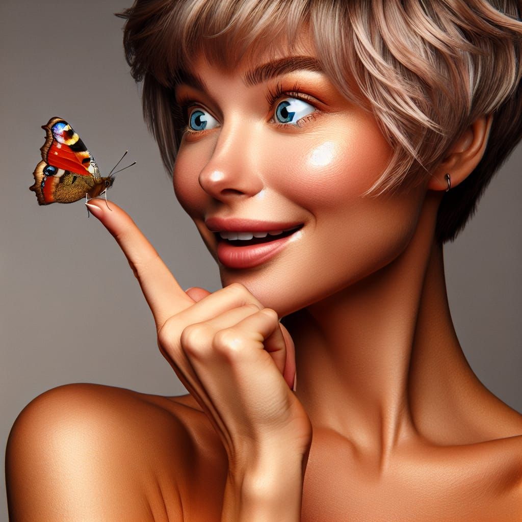 Woman and Butterfly Portrait in DSLR Style