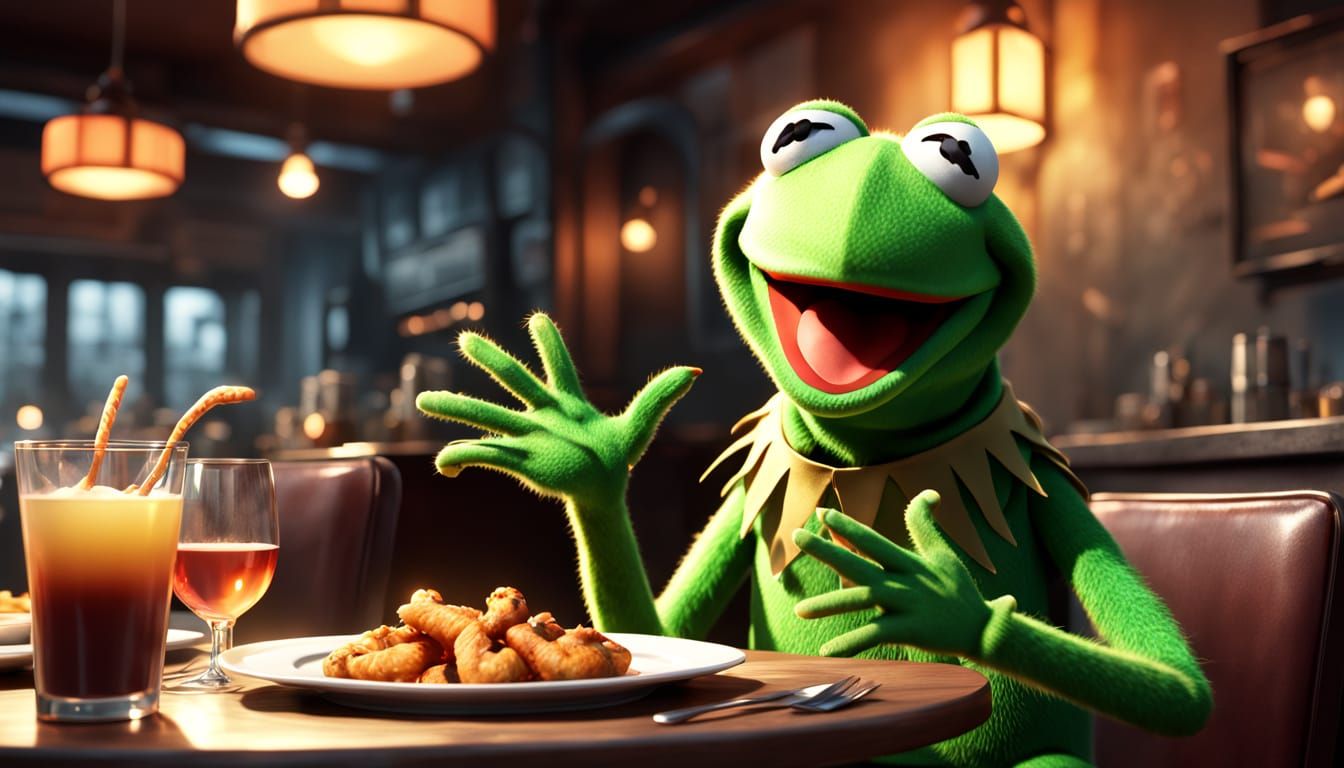 Kermit's Horror: Pixar Style Restaurant Scene