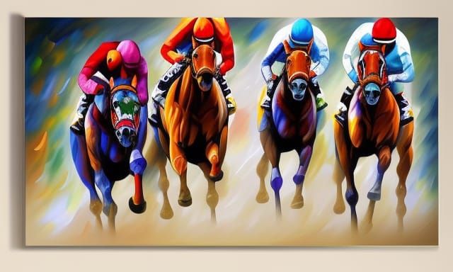 Triple Crown Horse Race at the finish line,