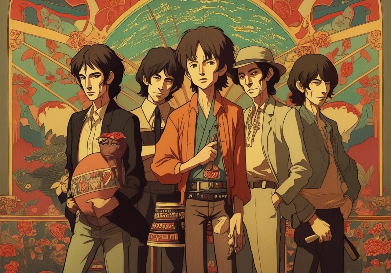 Anime Rock Gods in Ukiyo-e Style