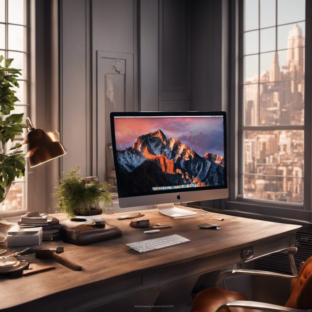 apple imac computer,on an desk,in an office