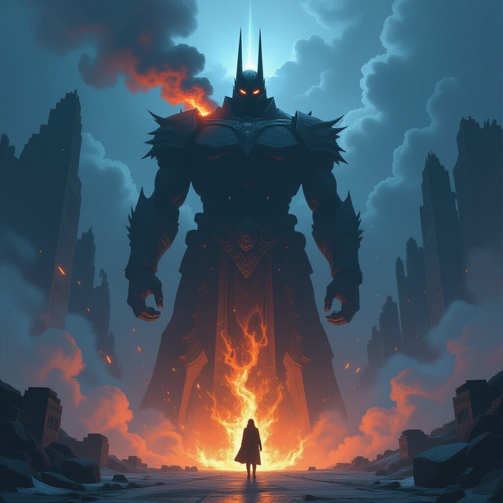 Epic Light vs Shadow in Dark Fantasy Style