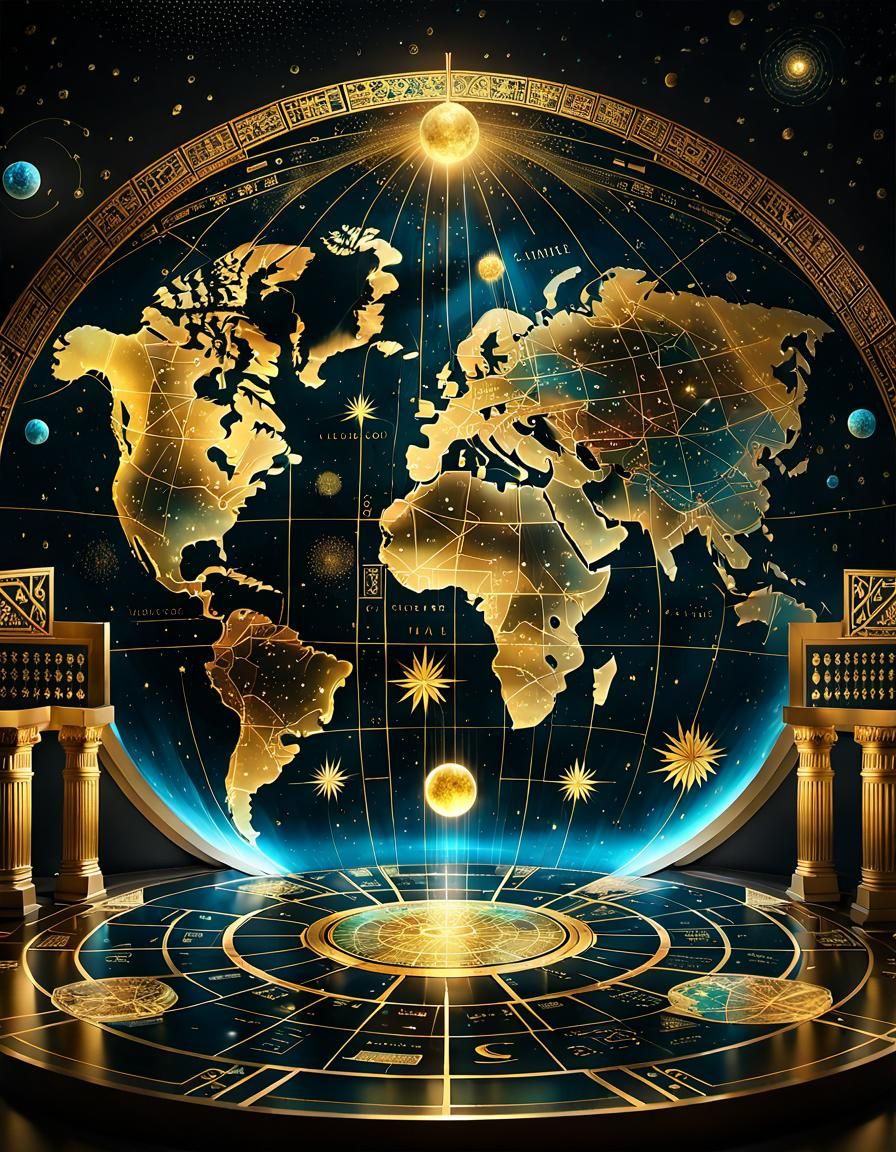 Holographic Map of Ancient World as 3D Art