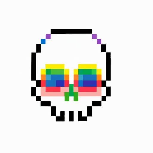 Rainbow Skull Pixel Art 8-bit Logo