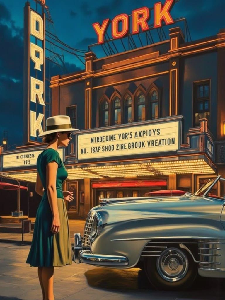 Classic Convertible at Sunset in Vintage Glamour Style