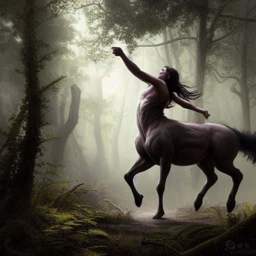 Centaur in Forest: Dark Fantasy Art