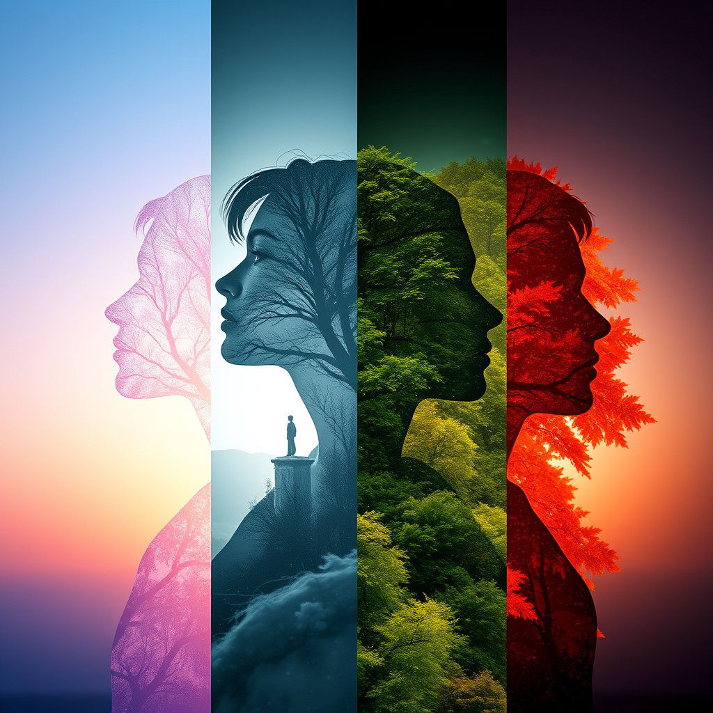 Four Seasons Silhouettes: Surreal Digital Art