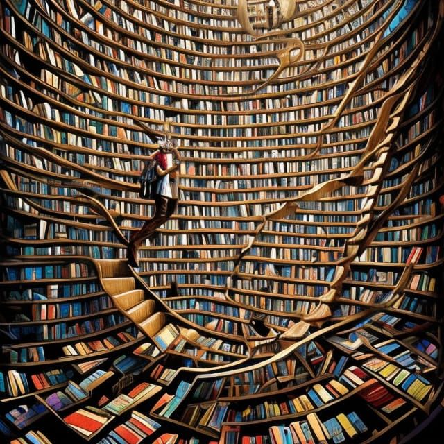 Surreal Book Staircase Inspired by Salvador Dali