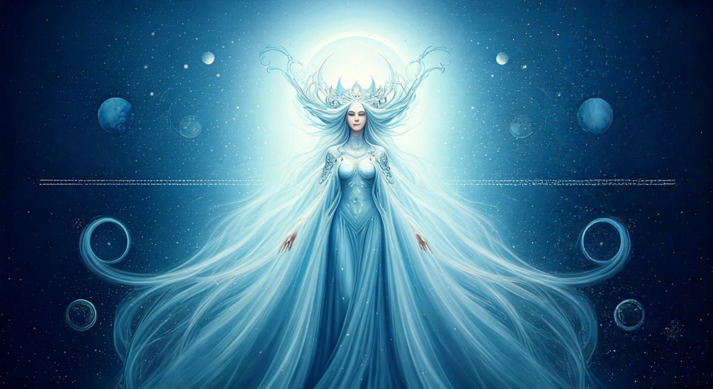 Venus in Aquarius: Cosmic Goddess in Whimsical Watercolor