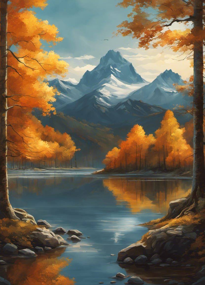 Serene, beautiful, Autumn landscape