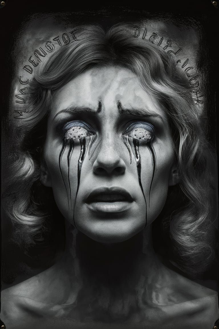 Sorrowful Portrait in Design Noir Style