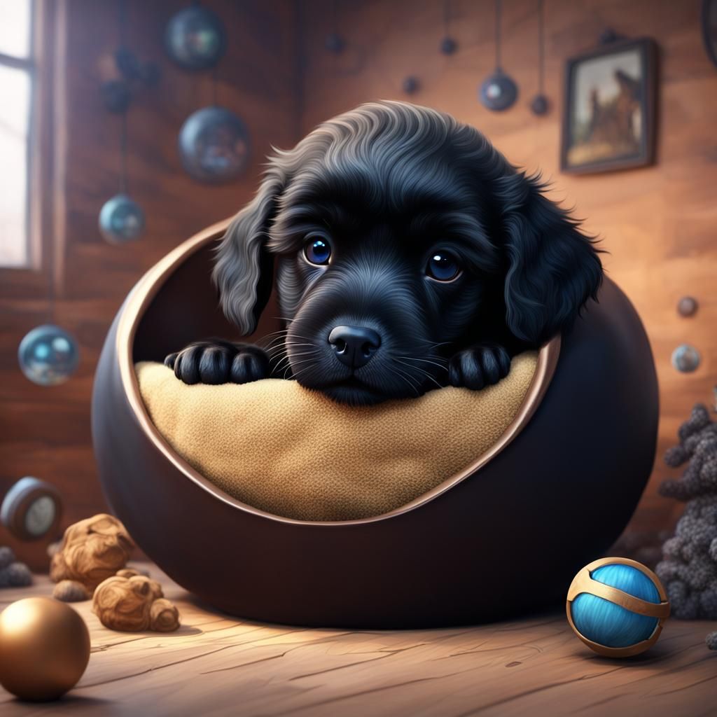 Adorable Puppy Sleeping Peacefully on Bed