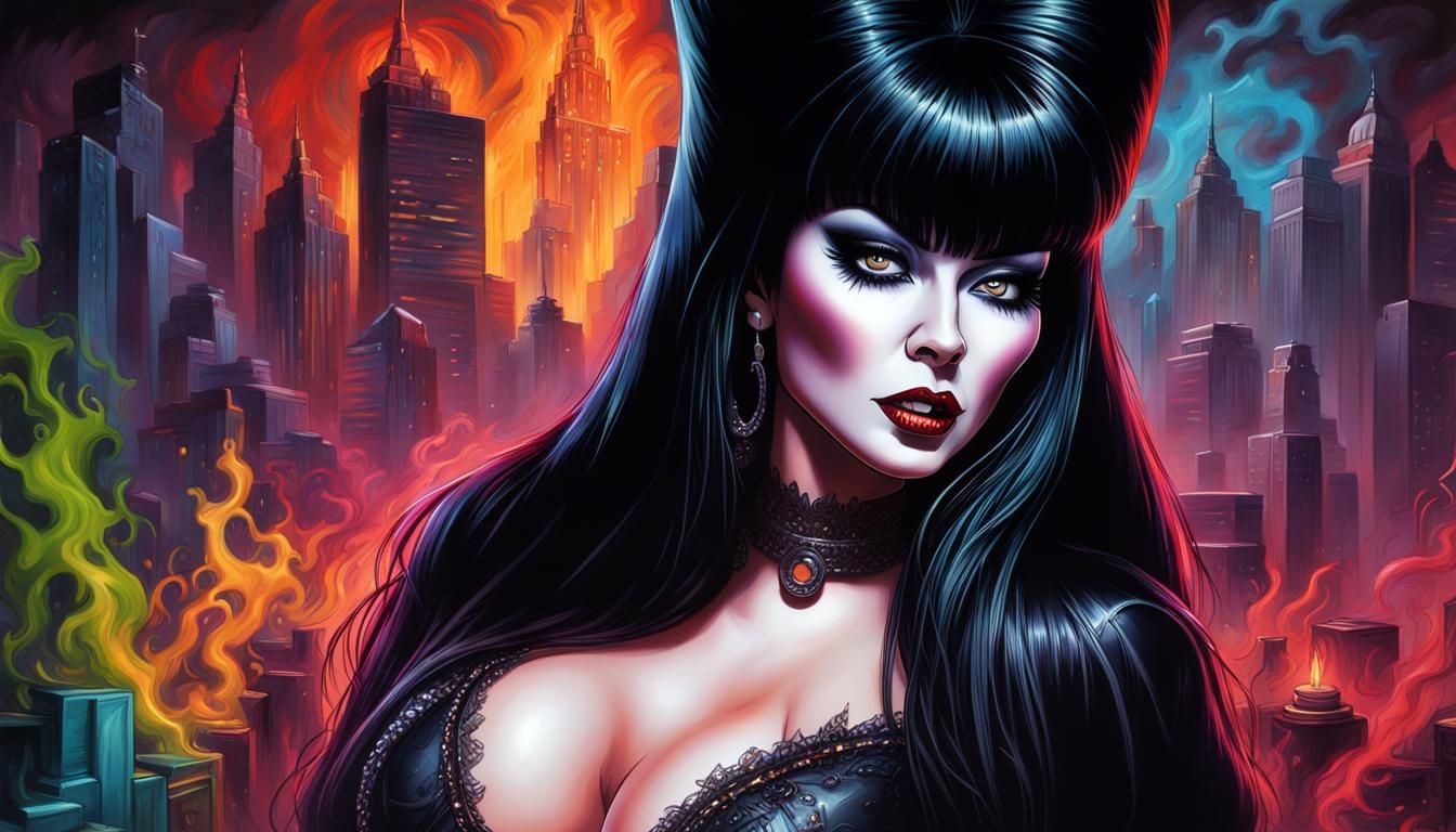 Elvira, Mistress of the Dark: Graffiti Art Portrait