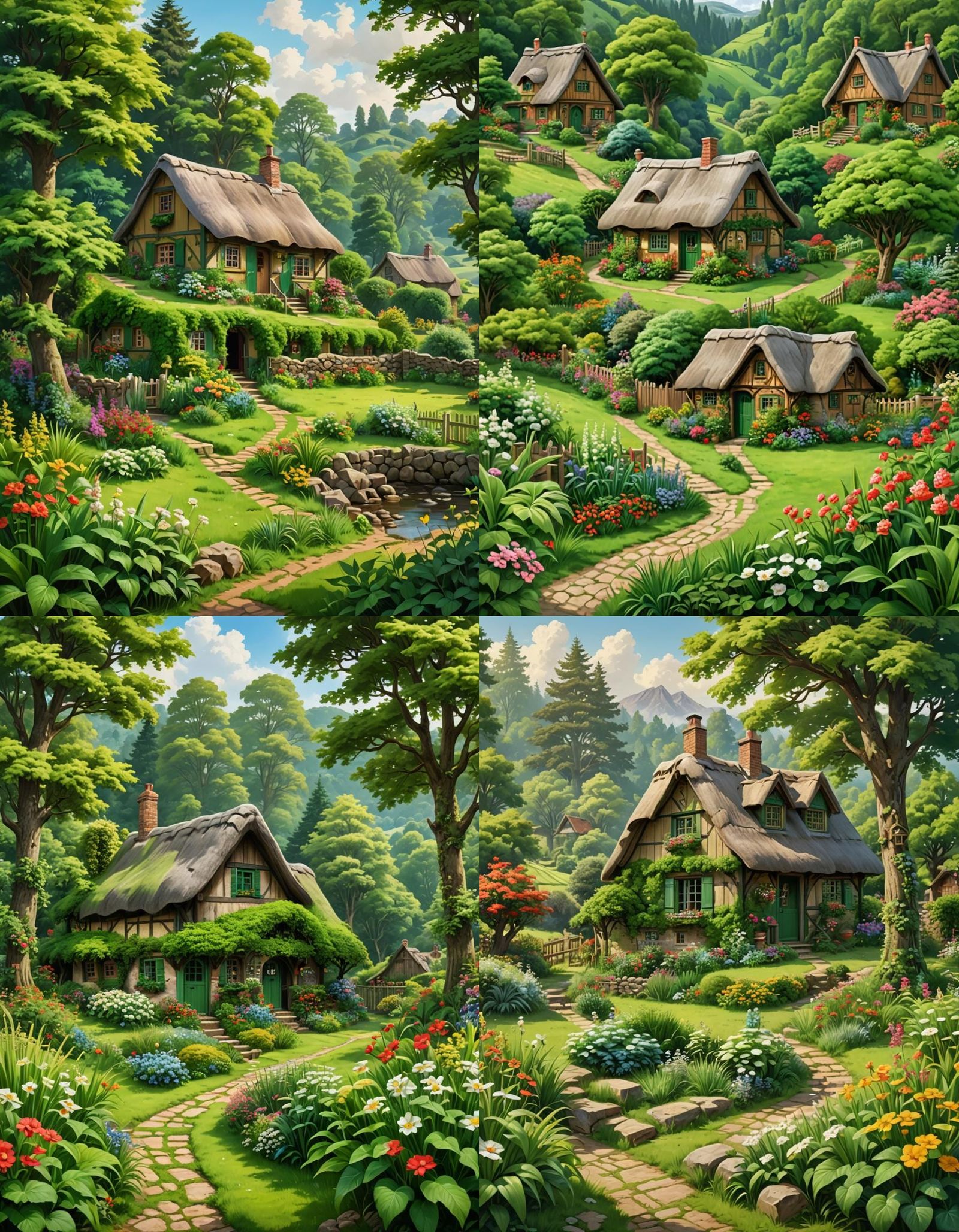 Charming Cartoon Cottage in an English Countryside