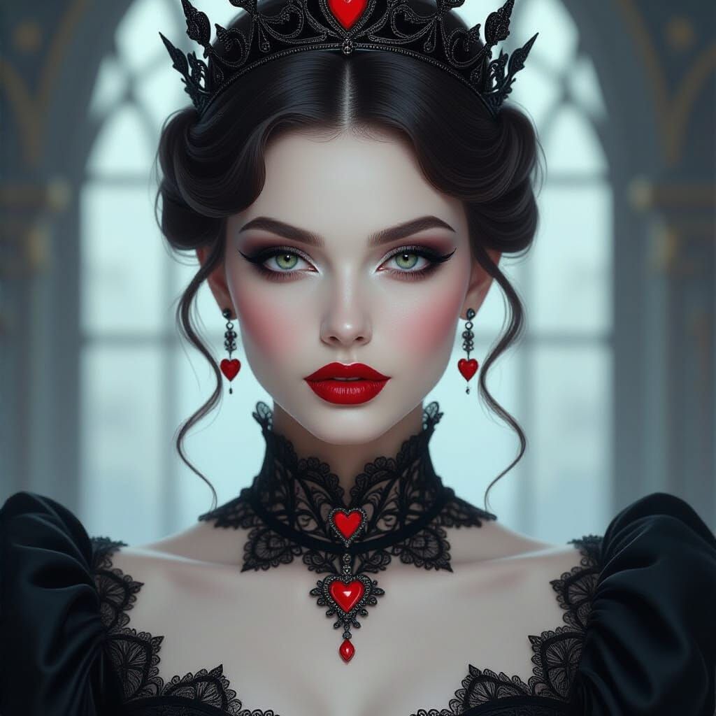 Queen of Hearts: Gothic Elegance Portrait