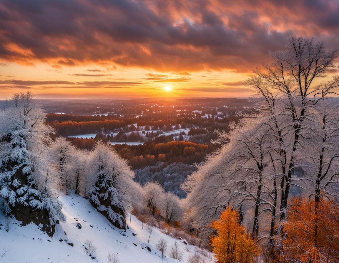 Autumn Sunset Cliffside View as Winter Approaches