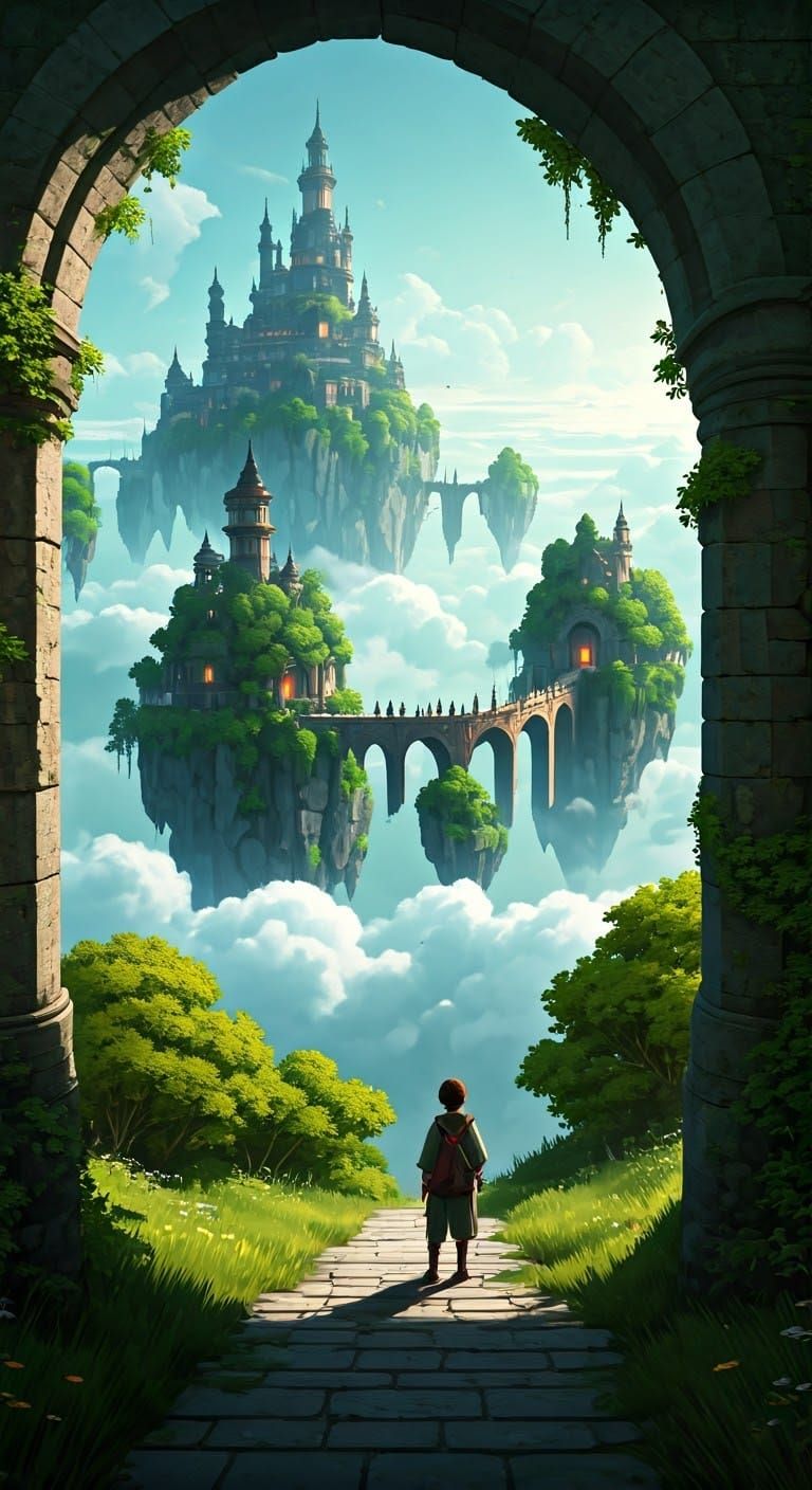 Ethereal Skybound Village Connects through Majestic Bridges