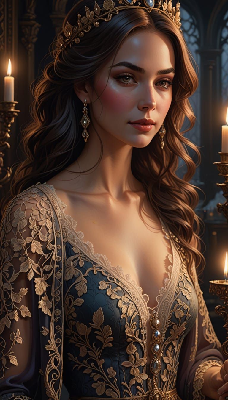 Elegant Woman in Candlelit Luxury
