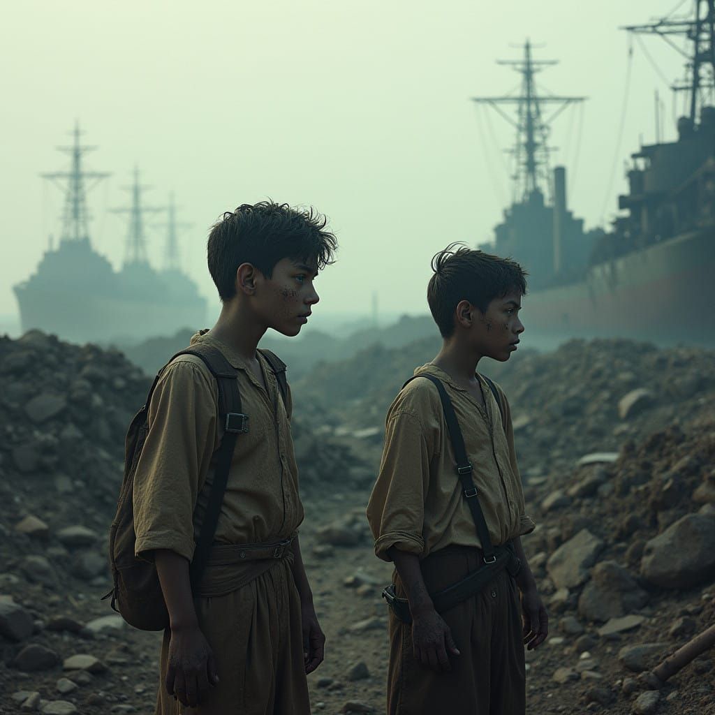 Desolate Post-Apocalyptic Ninth Island Landscape in Gritty R...