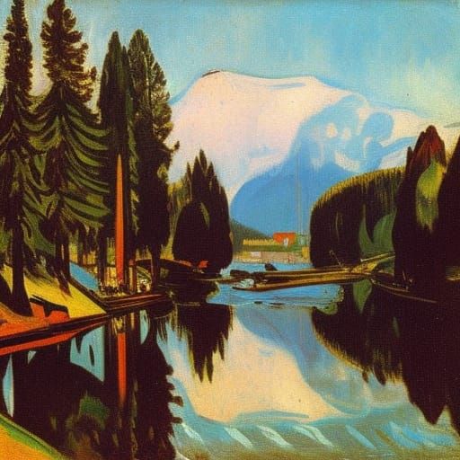 Surreal Judgment Scene in Expressionist Style