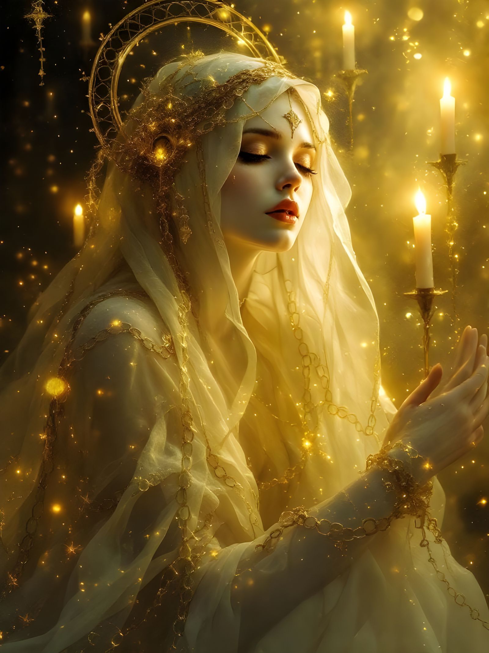 Ethereal Phantom in Gilded Chains: Art Nouveau Style