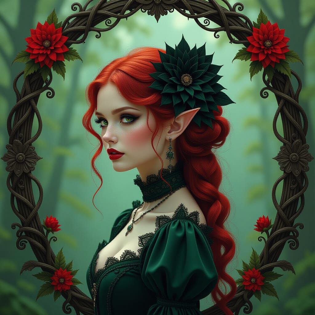 Mystical Gothic Fae with Maple Red Hair