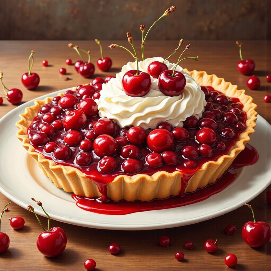 Vibrant Cherry Pie in Retro Rockabilly Style