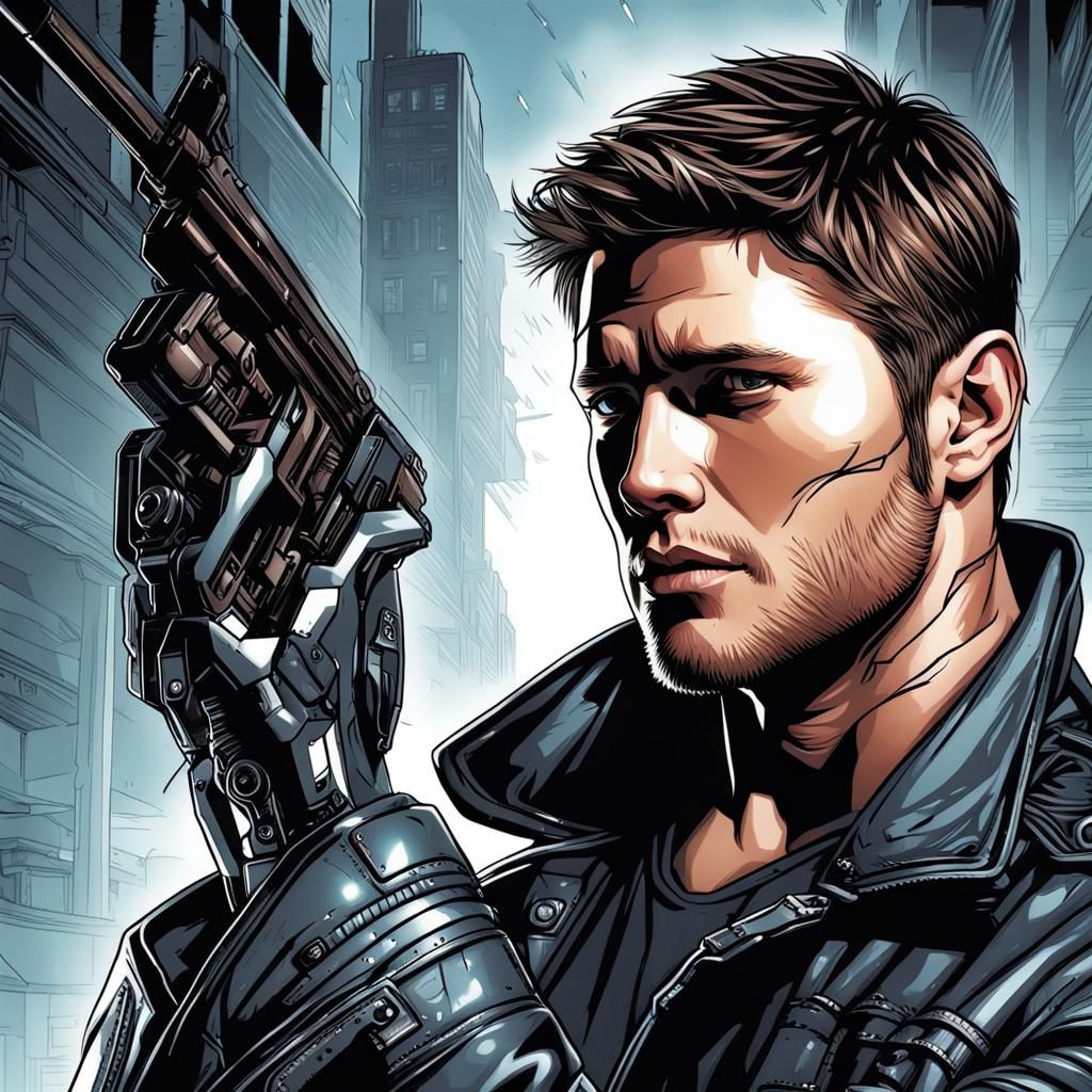 Jensen Ackles as Terminator in Comic Book Art