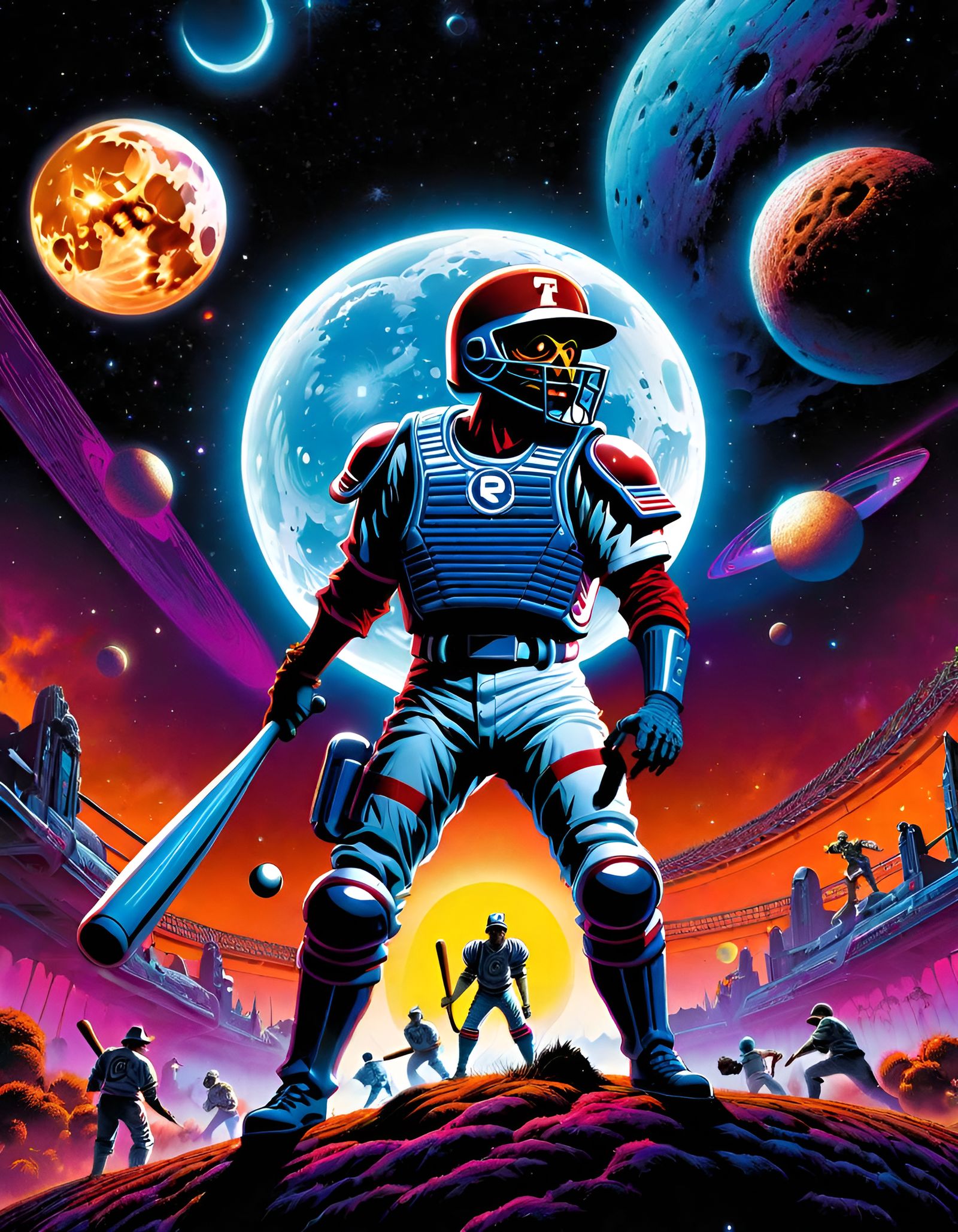 Zombie Baseball in Space: Retro Movie Poster