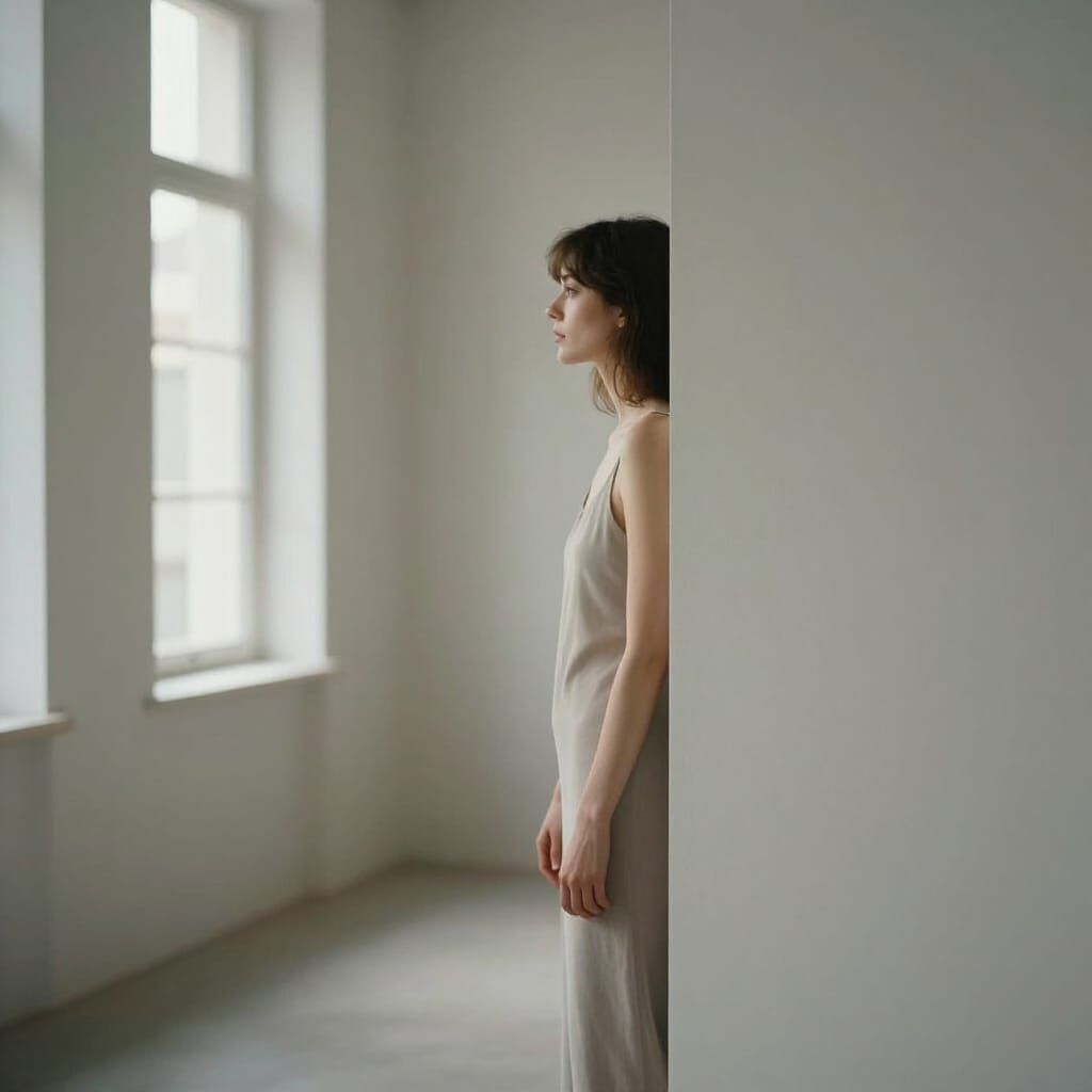 Poetic Realism Woman Emerging from Minimalist Space