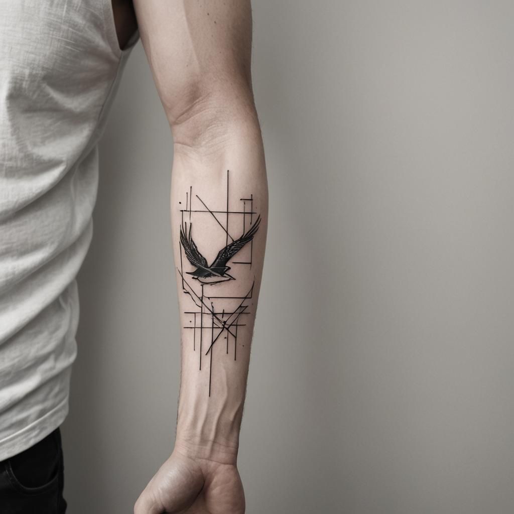 Minimalist Black Ink Tattoo Design on Forearm