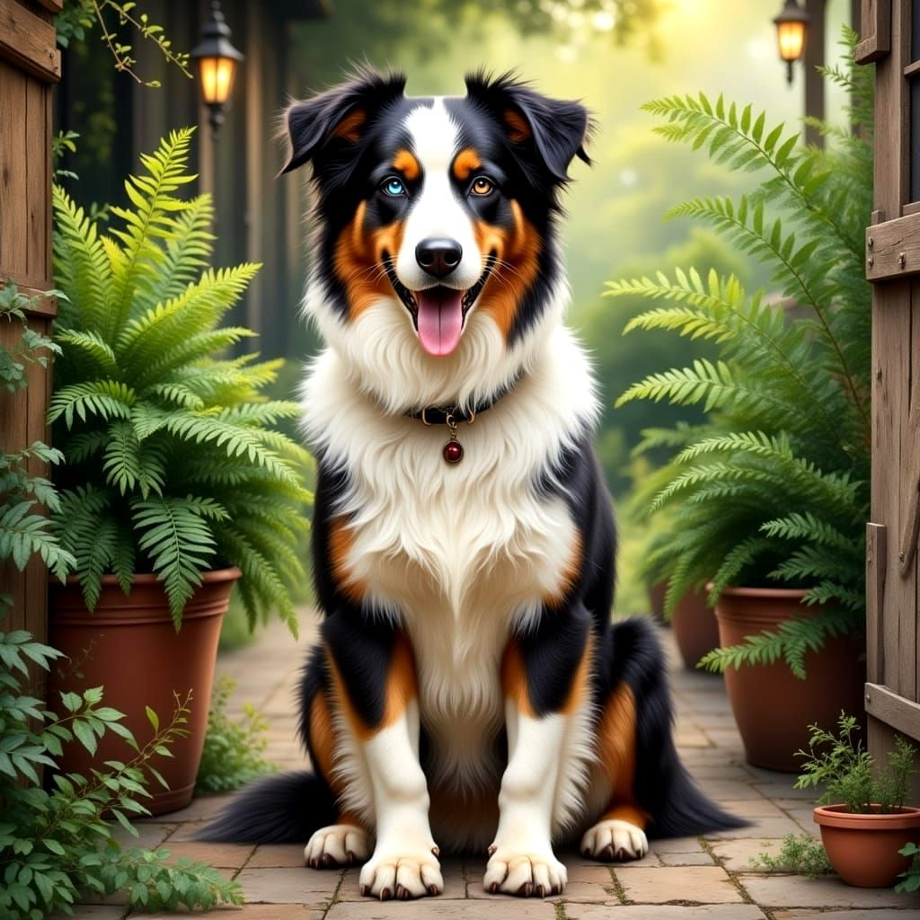 Detailed Australian Shepherd Portrait with Heterochromia