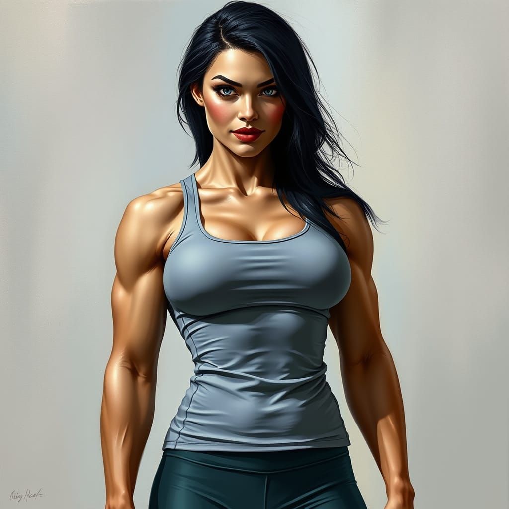 Dominant Woman with Striking Features in Realistic Style