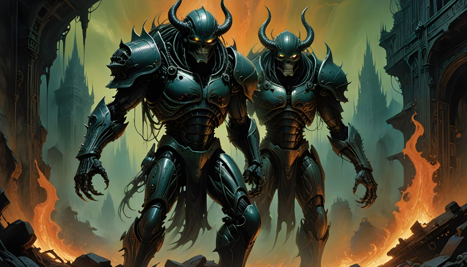 Warrior Feeds Ghostly Warriors to Fiery Brazier in a Blazing...