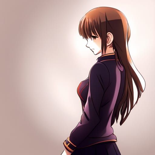 brown-haired girl faces wall with her hands behind her back ...