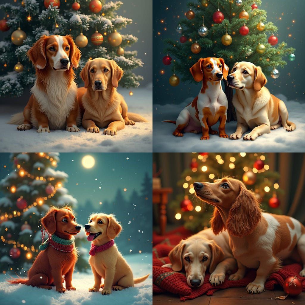 Vibrant Christmas Canine Wonderland in Dreamy 8K