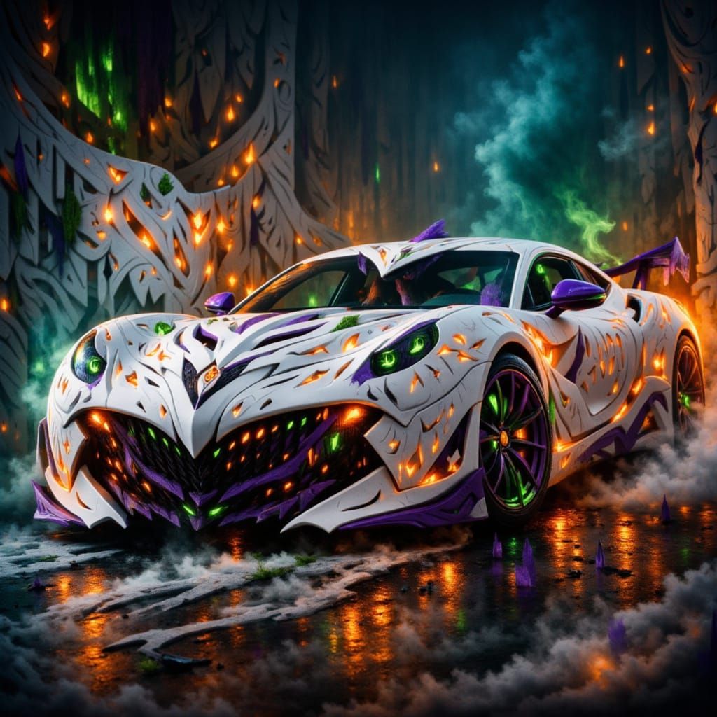 Evil Matte White Supercar in Luminaria Style