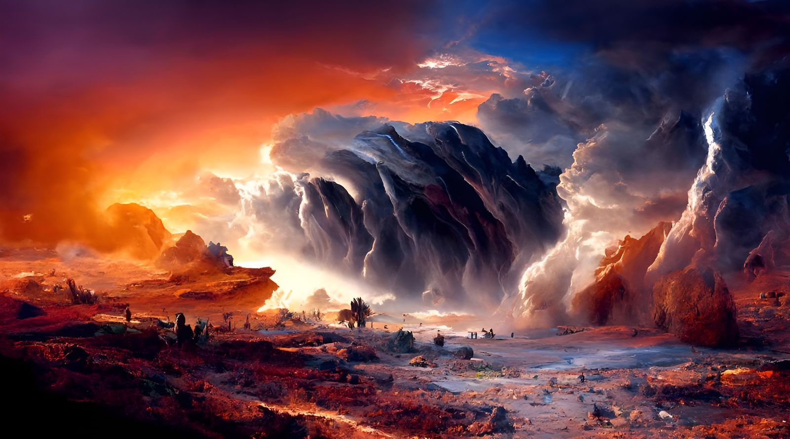 Epic Desert Storm Landscape Painting