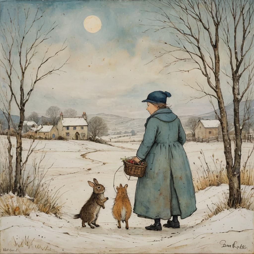 Winter Animals in Beatrix Potter Style