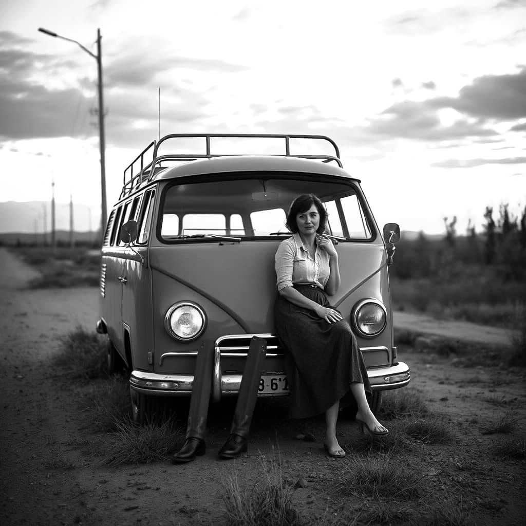 Restored Vintage Car with Owners in Fifties Style