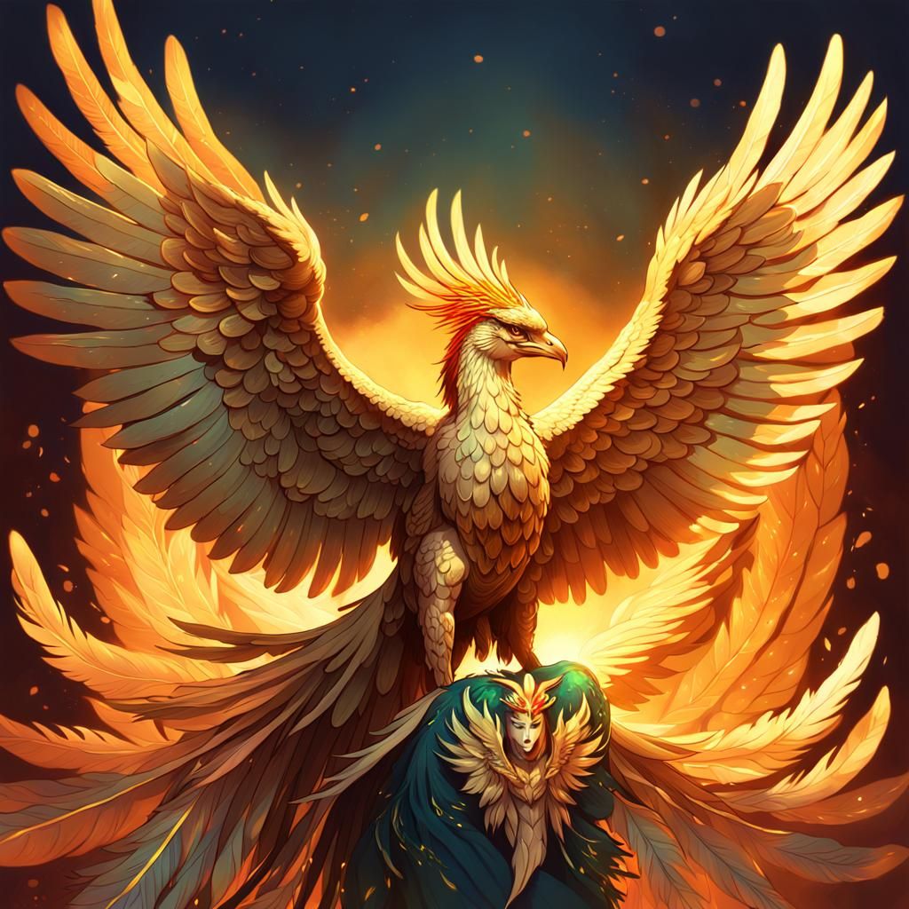 Phoenix Rider: Vibrant Anime-Style Digital Art