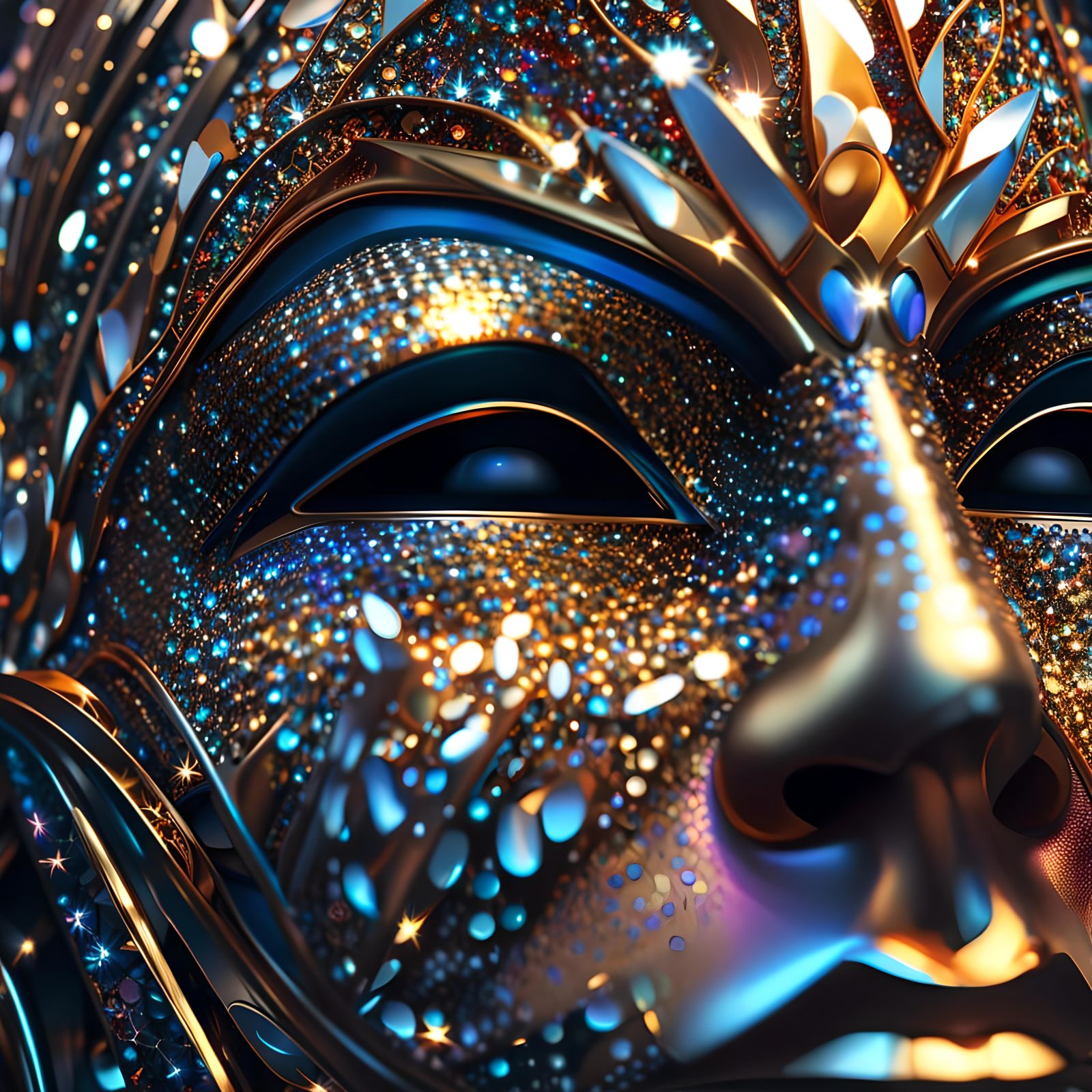 Futuristic Sparkle Mask Emerging from Luminescence